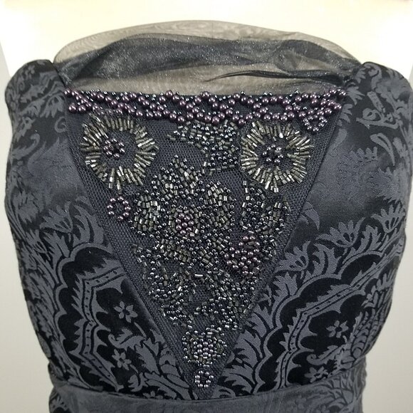 NEW TIBI Black Strapless Cocktail Dress 6 Womens Beaded Witchy Goth Tea Party - Picture 13 of 13